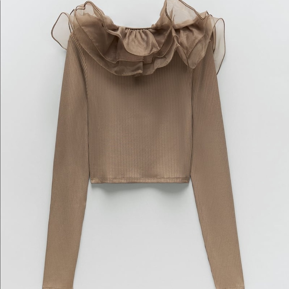 Zara Ruffle Organza Top NWT - Picture 4 of 10